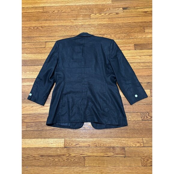 Vintage Talbots Womens Linen Blazer Jacket Size 12 Black 1 Button Linen Career - Picture 6 of 6